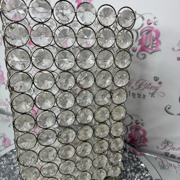 Crystal-Embellished Silver Organizer basket bling diamonds mirror - Picture 3 of 6